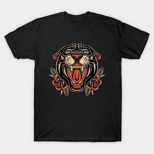 Traditional tattoo panther T-Shirt by Abrom Rose
